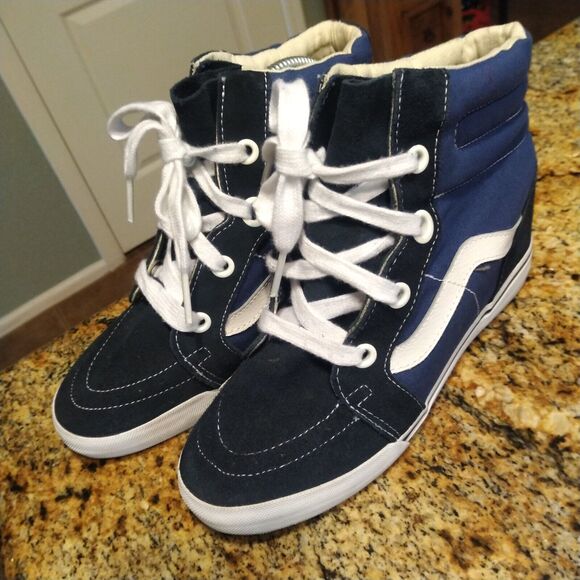 Vans Shoes - Rare Vans Sk8-Hi Canvas Dress Blue/True White Men's 7.5 Women's 9 Skater Shoes